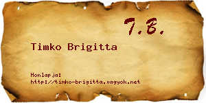 Timko Brigitta névjegykártya